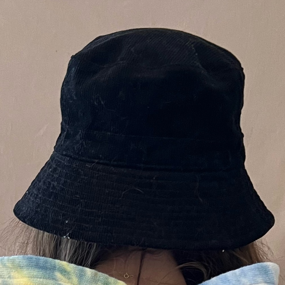 black corduroy bucket hat